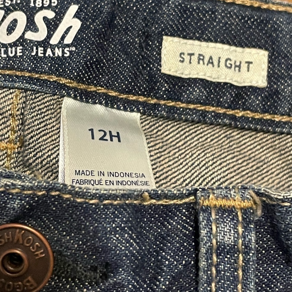Oshkosh Boys Straight Jeans Dark Wash Size 12 NWT - Picture 3 of 5